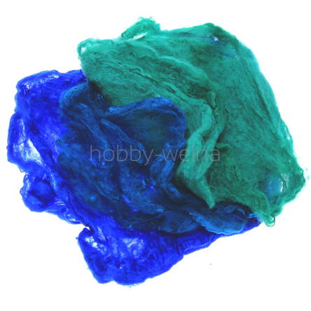 Hand dyed silk hankies blue-green